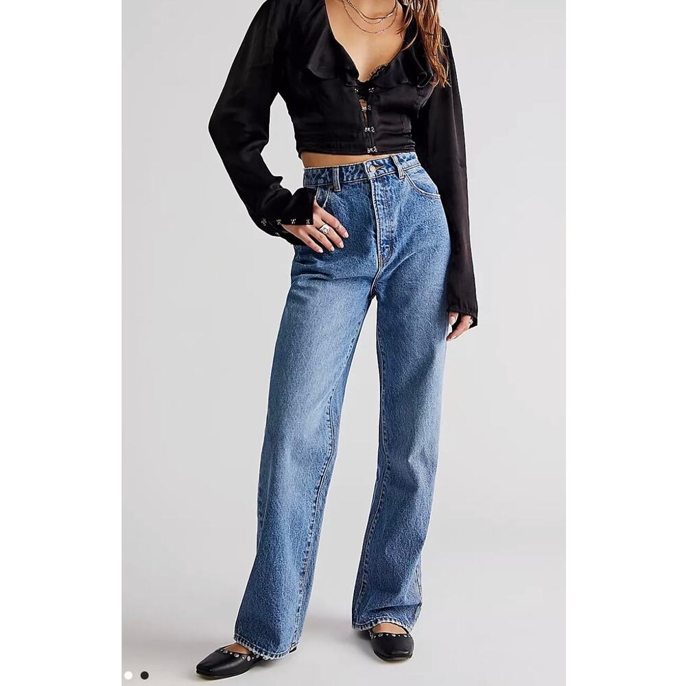 Rolla’s Heidi High Rise Loose Straight Jeans Vintage Blue Women Size 28